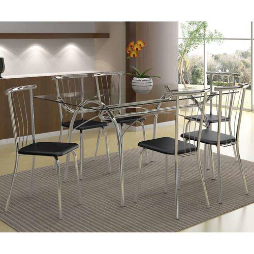 Tamanhos, Medidas e Dimensões do produto Conjunto de Mesa com 6 Cadeiras Angelina Napa Preto