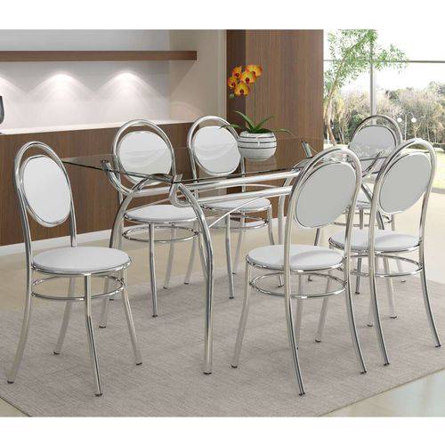 Tamanhos, Medidas e Dimensões do produto Conjunto de Mesa com 6 Cadeiras Antônia Napa Branco