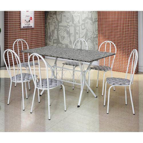 Tamanhos, Medidas e Dimensões do produto Conjunto de Mesa com 6 Cadeiras Bruna Cinza e Estampa Capitonê