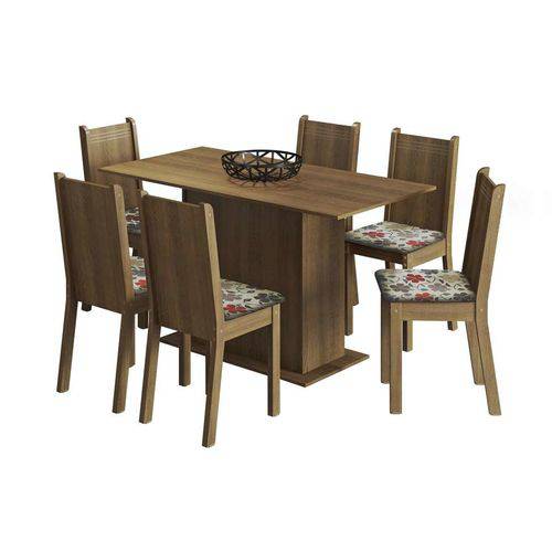 Tamanhos, Medidas e Dimensões do produto Conjunto de Mesa com 6 Cadeiras Celeny Rustic e Floral Hibiscos
