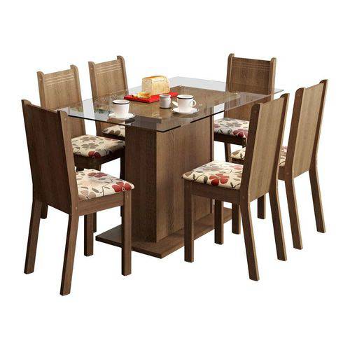 Tamanhos, Medidas e Dimensões do produto Conjunto de Mesa com 6 Cadeiras Gales Rustic e Floral Hibiscos
