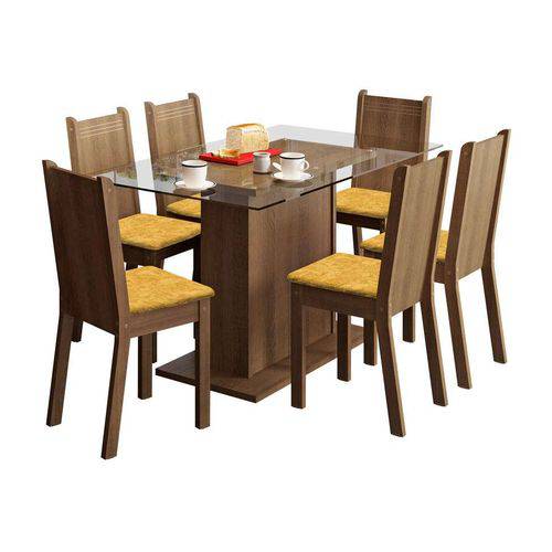 Tamanhos, Medidas e Dimensões do produto Conjunto de Mesa com 6 Cadeiras Gales Rustic e Palha