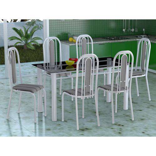 Tamanhos, Medidas e Dimensões do produto Conjunto de Mesa com 6 Cadeiras Granada Branco e Preto Listrado