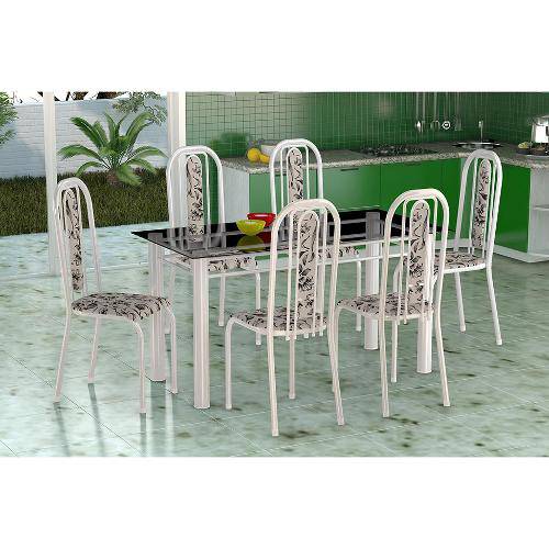 Tamanhos, Medidas e Dimensões do produto Conjunto de Mesa com 6 Cadeiras Granada Branco e Preto - Única