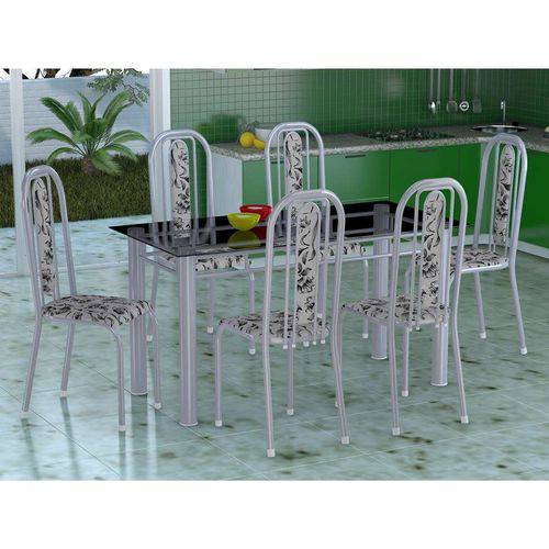 Tamanhos, Medidas e Dimensões do produto Conjunto de Mesa com 6 Cadeiras Granada Prata e Branco Vd