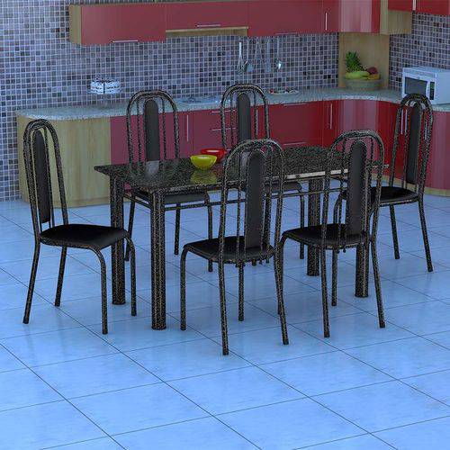 Tamanhos, Medidas e Dimensões do produto Conjunto de Mesa com 6 Cadeiras Granada Preto Liso Gr