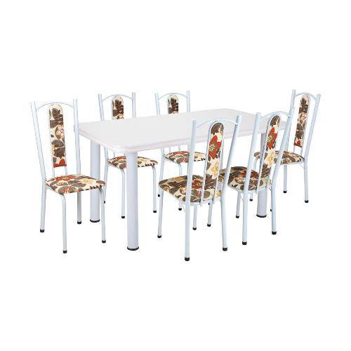 Tamanhos, Medidas e Dimensões do produto Conjunto de Mesa com 6 Cadeiras Helena Branco e Bege Vermelho