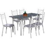 Tamanhos, Medidas e Dimensões do produto Conjunto de Mesa com 6 Cadeiras Lisboa Branco Liso e Preto Listrado