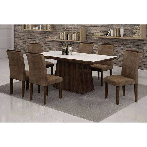 Tamanhos, Medidas e Dimensões do produto Conjunto de Mesa com 6 Cadeiras Sevilha Suede Branco, Malbec e Marrom Escuro