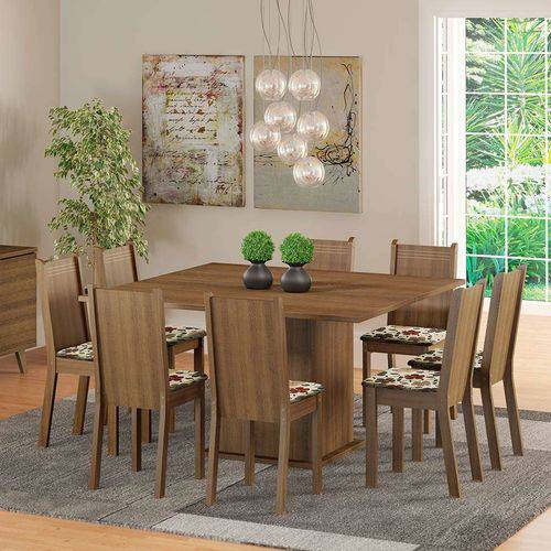 Tamanhos, Medidas e Dimensões do produto Conjunto de Mesa com 8 Cadeiras Clarice Rustic e Floral Hibiscos