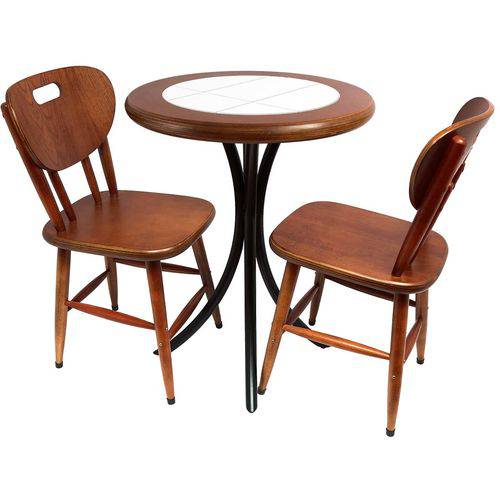 Tamanhos, Medidas e Dimensões do produto Conjunto de Mesa com 2 Cadeiras Azulejo Branco 60cm Imbuia - Tambo