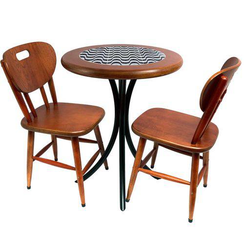Tamanhos, Medidas e Dimensões do produto Conjunto de Mesa com 2 Cadeiras Azulejo Copacabana 60cm Imbuia - Tambo