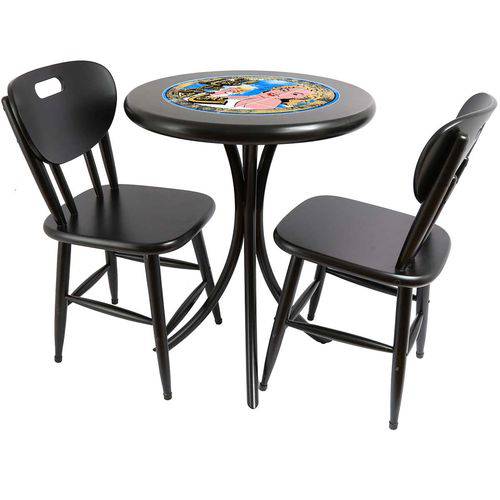 Tamanhos, Medidas e Dimensões do produto Conjunto de Mesa com 2 Cadeiras Azulejo Go Hard Or Go Home 60cm Preto - Tambo