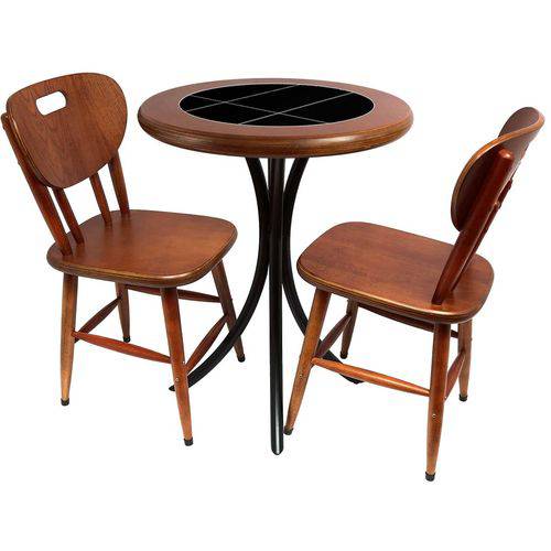 Tamanhos, Medidas e Dimensões do produto Conjunto de Mesa com 2 Cadeiras Azulejo Preto e Madeira 60cm Imbuia - Tambo