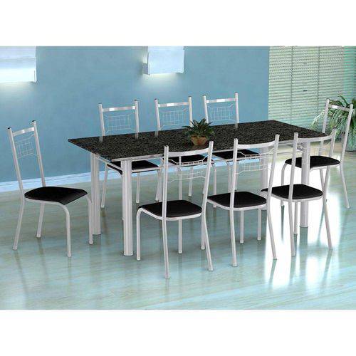 Tamanhos, Medidas e Dimensões do produto Conjunto de Mesa Cordoba com 8 Cadeiras Lisboa Branco e Preto Liso