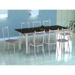 Tamanhos, Medidas e Dimensões do produto Conjunto de Mesa Cordoba com 8 Cadeiras Lisboa Branco e Preto Listrado