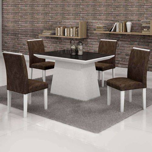 Tamanhos, Medidas e Dimensões do produto Conjunto de Mesa de Jantar com 4 Cadeiras Sevilha Ii Suede Marrom e Branco