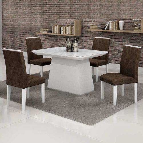 Tamanhos, Medidas e Dimensões do produto Conjunto de Mesa de Jantar com 4 Cadeiras Sevilha Iii Suede Marrom e Branco