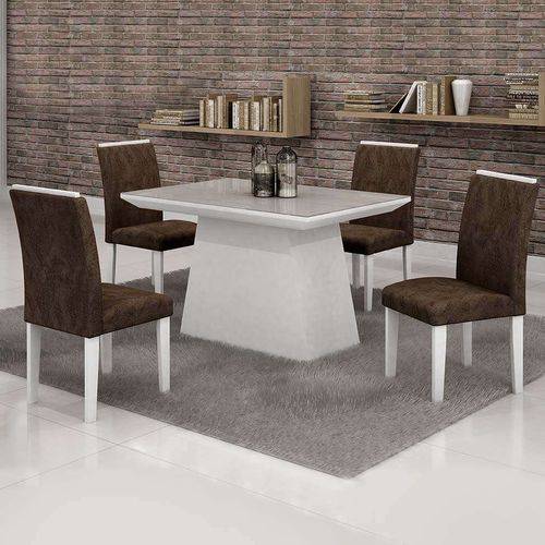 Tamanhos, Medidas e Dimensões do produto Conjunto de Mesa de Jantar com 4 Cadeiras Sevilha Suede Marrom e Branco