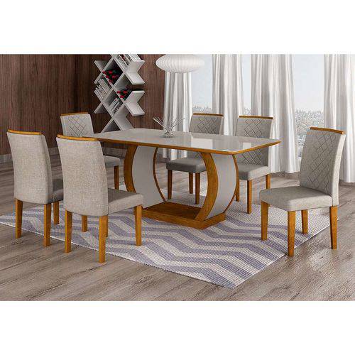 Tamanhos, Medidas e Dimensões do produto Conjunto de Mesa de Jantar com 6 Cadeiras Maia Linho Imbuia e Cinza
