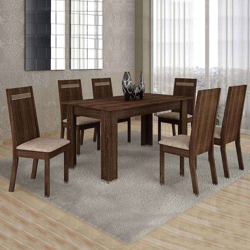 Tamanhos, Medidas e Dimensões do produto Conjunto de Mesa de Jantar com 6 Cadeiras Ouro Preto Suede Malbec e Bege