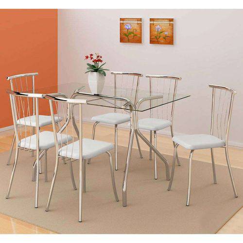 Tamanhos, Medidas e Dimensões do produto Conjunto de Mesa de Jantar Robertt com 6 Cadeiras Tours Napa Branca