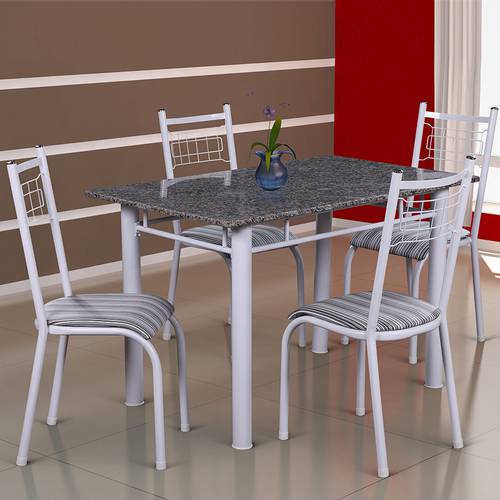 Tamanhos, Medidas e Dimensões do produto Conjunto de Mesa Gênova com 4 Cadeiras Lisboa Branco Liso e Preto Listrado