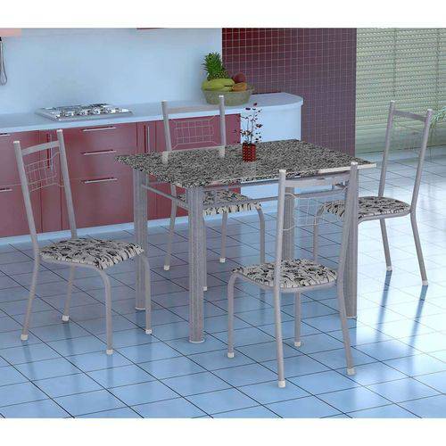 Tamanhos, Medidas e Dimensões do produto Conjunto de Mesa Gênova com 4 Cadeiras Lisboa Branco Prata e Branco Floral