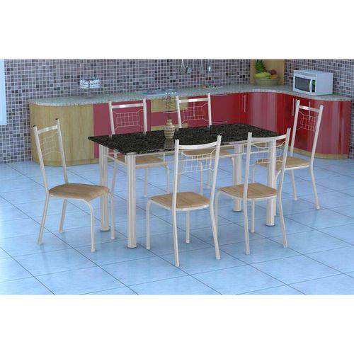 Tamanhos, Medidas e Dimensões do produto Conjunto de Mesa Granada com 6 Cadeiras Lisboa Branco e Nature Bege