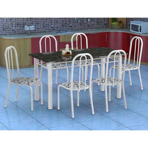 Tamanhos, Medidas e Dimensões do produto Conjunto de Mesa Granada com 6 Cadeiras Madri Branco e Floral Gr