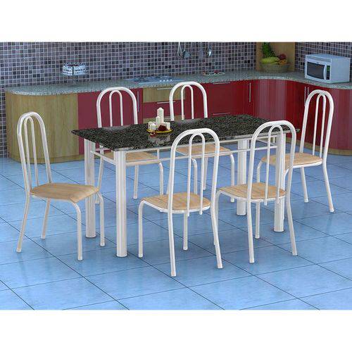 Tamanhos, Medidas e Dimensões do produto Conjunto de Mesa Granada com 6 Cadeiras Madri Branco e Nature Bege Gr