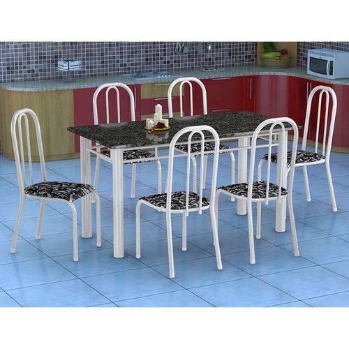 Tamanhos, Medidas e Dimensões do produto Conjunto de Mesa Granada com 6 Cadeiras Madri Branco e Preto Floral Gr