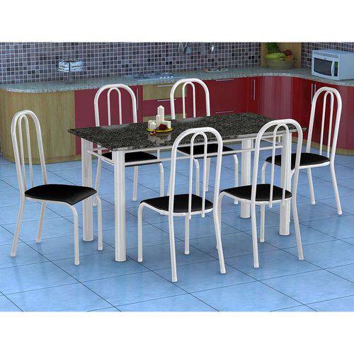 Tamanhos, Medidas e Dimensões do produto Conjunto de Mesa Granada com 6 Cadeiras Madri Branco e Preto Liso Gr
