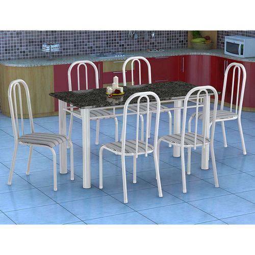 Tamanhos, Medidas e Dimensões do produto Conjunto de Mesa Granada com 6 Cadeiras Madri Branco e Preto Listrado Gr