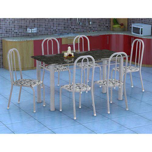 Tamanhos, Medidas e Dimensões do produto Conjunto de Mesa Granada com 6 Cadeiras Madri Prata e Branco Floral Gr