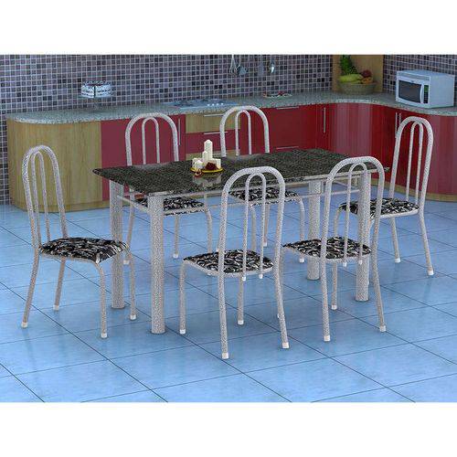 Tamanhos, Medidas e Dimensões do produto Conjunto de Mesa Granada com 6 Cadeiras Madri Prata e Preto Floral Gr