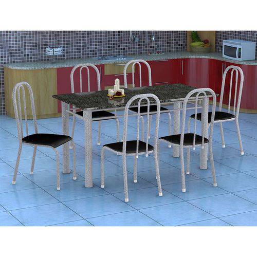 Tamanhos, Medidas e Dimensões do produto Conjunto de Mesa Granada com 6 Cadeiras Madri Prata e Preto Liso Gr