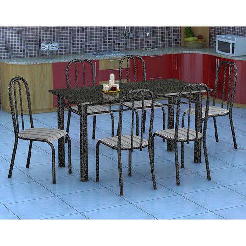 Tamanhos, Medidas e Dimensões do produto Conjunto de Mesa Granada com 6 Cadeiras Madri Preto Listrado Gr