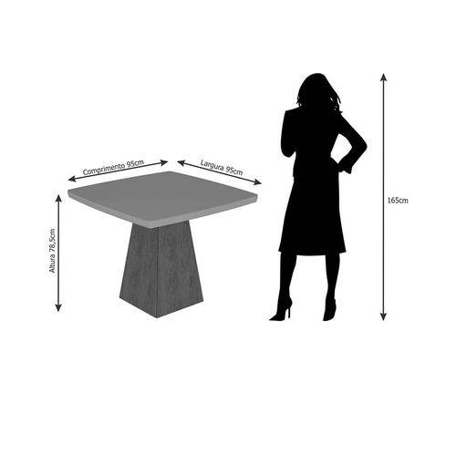Tamanhos, Medidas e Dimensões do produto Conjunto de Mesa Helen 95x95cm com 4 Cadeiras Milena - Cimol - Branco / Pluma