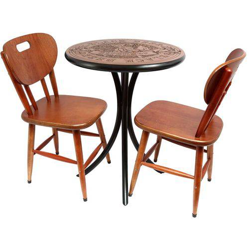 Tamanhos, Medidas e Dimensões do produto Conjunto de Mesa Lateral com 2 Cadeiras Black Beer Imbuia 60cm - Tambo