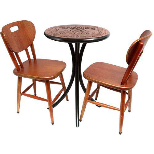 Tamanhos, Medidas e Dimensões do produto Conjunto de Mesa Lateral com 2 Cadeiras Stronger Whiskey Imbuia 52cm - Tambo