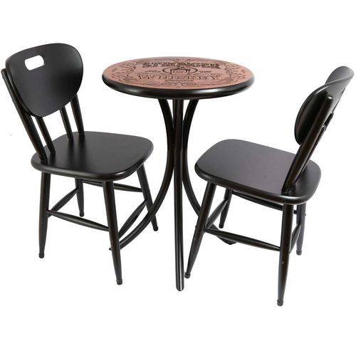 Tamanhos, Medidas e Dimensões do produto Conjunto de Mesa Lateral com 2 Cadeiras Stronger Whiskey Preto 52cm - Tambo