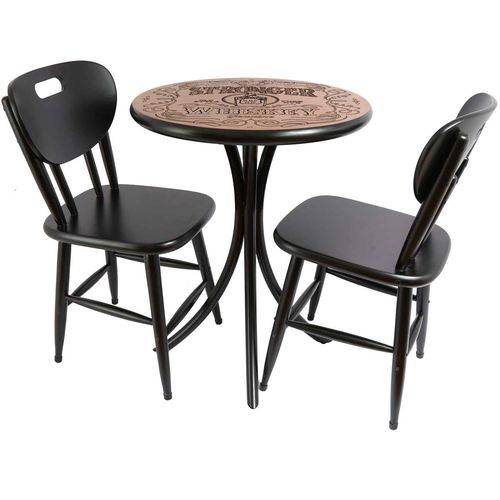 Tamanhos, Medidas e Dimensões do produto Conjunto de Mesa Lateral com 2 Cadeiras Stronger Whiskey Preto 60cm - Tambo