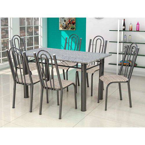 Tamanhos, Medidas e Dimensões do produto Conjunto de Mesa Luiza com 6 Cadeiras Craqueado Preto Rattan