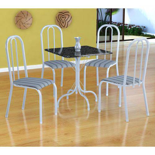 Tamanhos, Medidas e Dimensões do produto Conjunto de Mesa Malaga com 4 Cadeiras Madri Branco e Preto Listrado