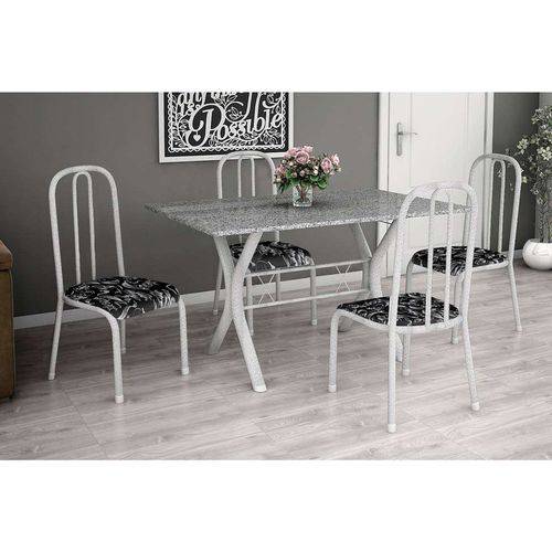 Tamanhos, Medidas e Dimensões do produto Conjunto de Mesa Miame 110 Cm com 4 Cadeiras Madri Branco e Preto Floral