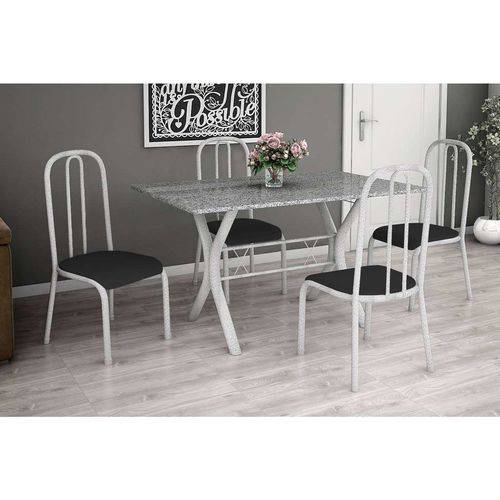 Tamanhos, Medidas e Dimensões do produto Conjunto de Mesa Miame 110 Cm com 4 Cadeiras Madri Branco e Preto Liso