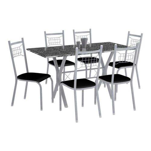 Tamanhos, Medidas e Dimensões do produto Conjunto de Mesa Miami com 6 Cadeiras Lisboa Branco Prata e Preto Liso