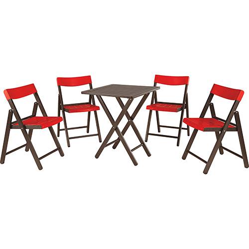 Tamanhos, Medidas e Dimensões do produto Conjunto de Mesa para Bar Potenza com 4 Cadeiras Tabaco com Vermelho - Tramontina