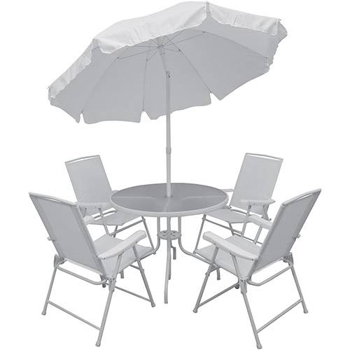 Tamanhos, Medidas e Dimensões do produto Conjunto de Mesa para Jardim Malibu com 4 Cadeiras Branco - Mor